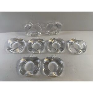 Vtg 80 Signed Bijan Clear Lucite Apple Napkin Rings Set 8 Scarf Vanity Holder